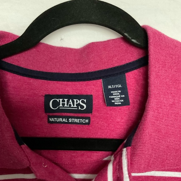 Chaps Pink and White Polo Shirt with Classic Stripes - Picture 3 of 4